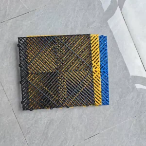 Tool-Free 400x400x18mm Interlocking PP Car Wash Floor Grating Tiles, Garage Drainage Mat