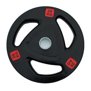 Tri-Grip Black Rubber-Coated Weight Plates with Handles