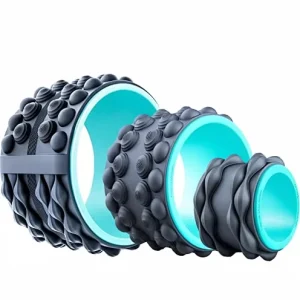 Tri-Wheel Spine Groove Back Foam Roller, Medium Firmness, for Targeted Deep Tissue Massage