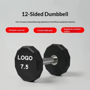 Twelve-Sided 5kg Rubber Dumbbell for Commercial and Home Strength Training