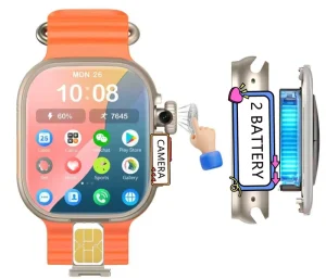 Two 2 Battery 5G 4g Smart Watch Rotate Camera AMOLED Screen AI Voice Assistant APP Download C WIFI GPS Smartwatch with SIM Card