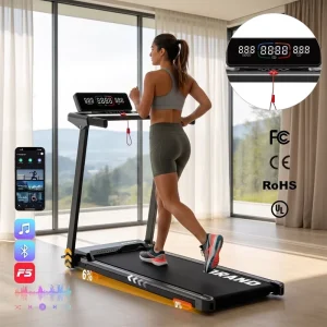 Two-Level Incline Foldable Electric Treadmill Walking Pad with Handle and Display