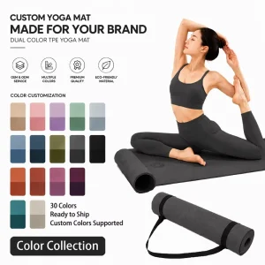 Two-Tone TPE Yoga Mat Durable Non-Slip Waterproof Eco-Friendly with Carrying Strap Supplier