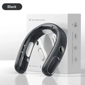 USB and Electric Rechargeable Bladeless Neckband Fan with Digital Display and Five Wind Speeds