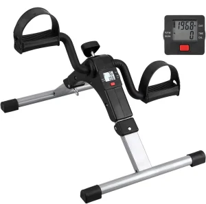 Under Desk Pedal Exerciser with Upper and Lower Body Pedaling, LCD Display, and Folding Design for Seniors