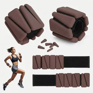 Unisex Chocolate Brown Silicone Ankle and Wrist Weights for Pilates and Yoga