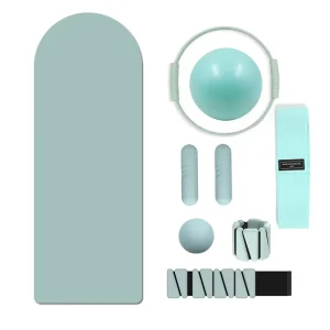 Unisex Light Turquoise Pilates Accessories Kit Fabric Resistance Band Pilates Ring Set for Home Gym