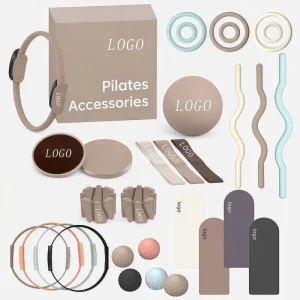 Unisex Milk Tea Pilates Accessories Kit Fabric Resistance Band Pilates Ring