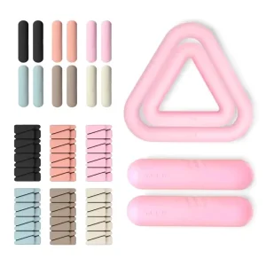 Unisex Pilates Accessories Kit with Eco-Friendly Bag, Pink Stretch Fabric Resistance Band, Magic Circle, and Yoga Block