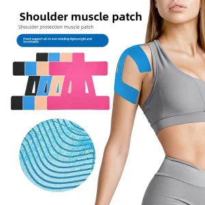 Unisex Pre-Cut Cotton Shoulder Kinesiology Tape, Anti-Friction, 22 cm, for Badminton and Weightlifting