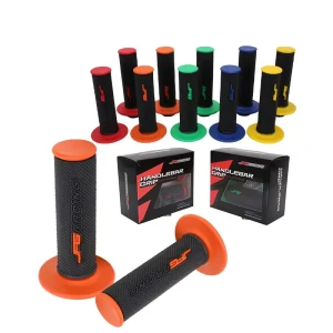 Universal Motorcycle Handle Grips 7/8″ 22/24mm with Handle Guards, Anti-Skid
