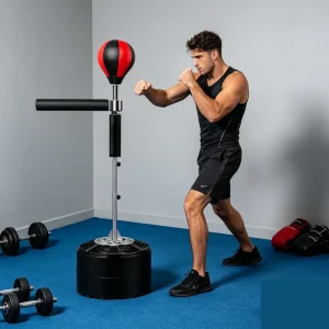 Universal Pedestal Adjustable Height Kick Boxing Punching Bag with PU Material Plastic Outsole and Sand Filling