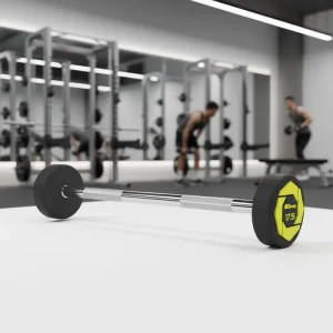 Urethane PU Straight Fixed Bar with Rubber Weights for Strength Training Barbell Set