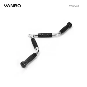 V-Shaped Lat Tricep Pulldown Bar with TPR Round Grip Stainless Steel Black