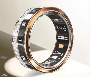 V2 Diamond-Set Smart Ring Titanium Steel Band for Men and Women Waterproof Fitness Tracker Made in China