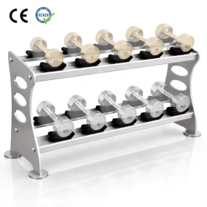 VIGFIT Heavy Duty 10 Pairs Round Dumbbell Rack Two Tier Storage Space Saving Design Commercial Home Gym Dumbbell Vertical Rack
