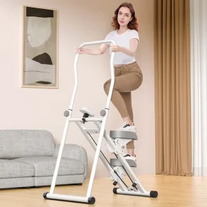 Vertical Climber Machine Folding Cardio Exercise Climber with Extended Step Range Stair Stepper for Home Gym Exercise