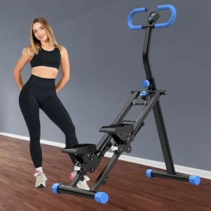 Vertical Mountain Climber Exercise Machine with Armrests, Pedals, Height Adjustment, Folding Steel Frame for Home Use