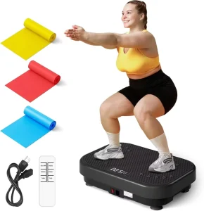 Vertical Vibration Plate Machine Black with Full Body Trainer Platform