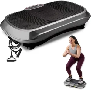 Vibration Plate Exercise Machine with Loop Bands for Muscle Activation and Full-Body Workouts