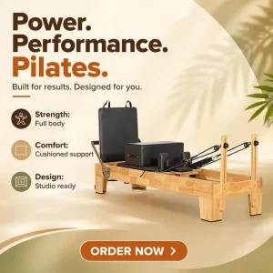 W15 Oak Wood Pilates Reformer for Studio and Home Gym Use