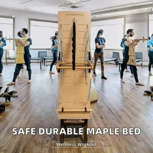 W24 Solid Oak Pilates Wall-Mounted Rack for Strength Training
