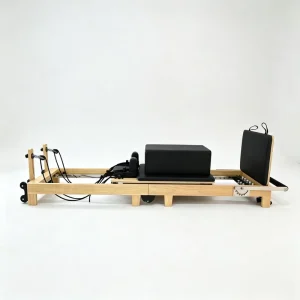 W55 Oak Foldable Adjustable Pilates Reformer, Portable Multifunctional Home Gym Equipment
