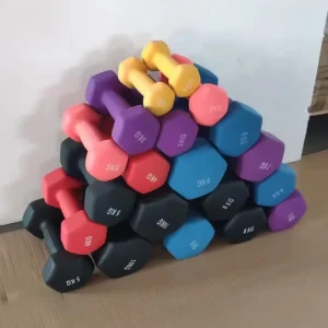 WG066 Factory Free Weight Rubber Hexagon Dumbbell Set Cast Iron Core Anti-Slip