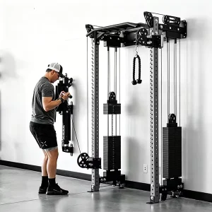 Wall Mount Rack Dual Cable Trainer With Stainless Steel Parts Full Body Strength Workout Machine for Home Commercial Gym Use