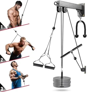Wall Mounted DIY Pulley Cable Machine Attachment System Biceps Triceps Strength Training Fitness Equipment Set