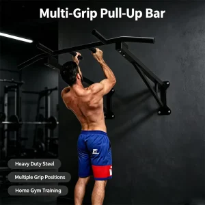 Wall-Mounted Multi-Grip Pull-Up Bar and Chin-Up Station for Home Gym Strength Training