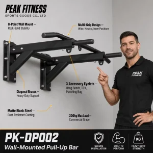 Wall-Mounted Pull-Up Bar with Single/Double Bars and Sandbag Rack for Indoor Home Fitness