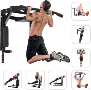 Wall Mounted Pull up Bar Multifunctional with Multi grip Chin up Bar Heavy Duty Dip Station for Home Gym Indoor Workout