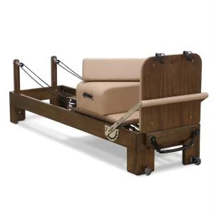 Walnut Pilates Reformer Machine Wide Model Artificial Leather Core Bed for Body Building Fitness
