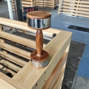 Walnut Stainless Steel Fixed Weight Dumbbell with Natural Wood Grip for Hotel Gyms