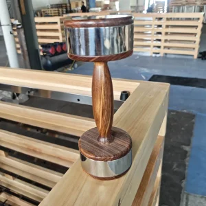 Walnut Wood Fixed Dumbbell, Polished Stainless Steel, Arm Shoulder Chest Strength Workout