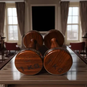 Walnut Wood Fixed Dumbbells with Stainless Steel Wrap