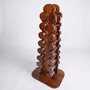 Walnut Wooden Dumbbells Stainless Steel Wrap Fixed Gym Weights
