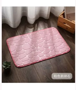 Washable Anti-Slip Pink Stone Bathroom Door Mat