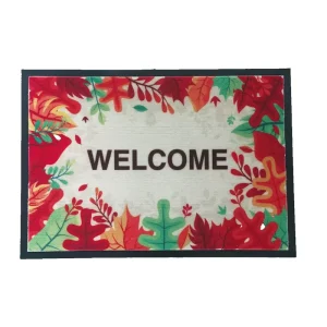 Washable Cushioned Tufted-Pile Printed Eco-Friendly Outdoor Floor Mat with Welcome Design