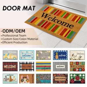 Water-Absorbent Rubber Welcome Doormat Woven Entrance Rug for Home Hotel Office Outdoor and Kitchen Floors
