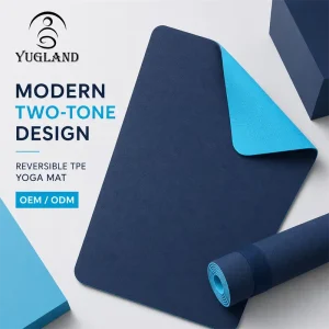Water Ripple Dual Color TPE Anti-Tear Yoga Mat for HIIT, Pilates, and Gym Fitness