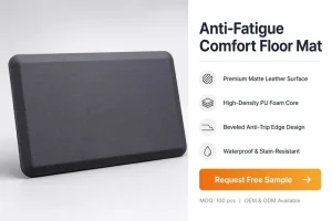 Waterproof Anti-Fatigue Thick Cushioned PU Leather Non-Slip Kitchen Floor Mat