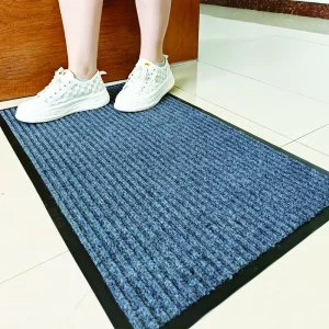 Waterproof Cushioned Non-Slip Striped Polyester + PVC Front Door Mat, Custom Sizes