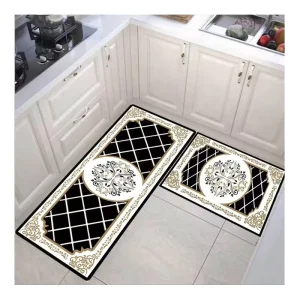 Waterproof Cushioned Washable Loop Pile Oriental Custom Printed Indoor Kitchen Rug with Foam PVC Backing
