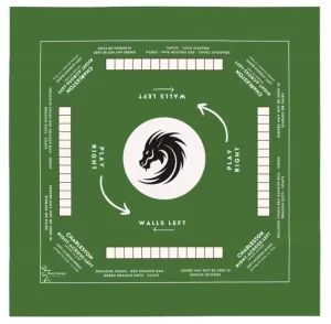 Waterproof Natural Rubber American Mahjong Mat, 80cm Square, Green Dragon Pattern, Foldable and Portable, 4-Player