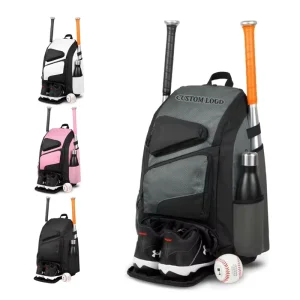 Waterproof Nylon Softball Baseball Backpack with Zipper Closure, Unisex Youth Design