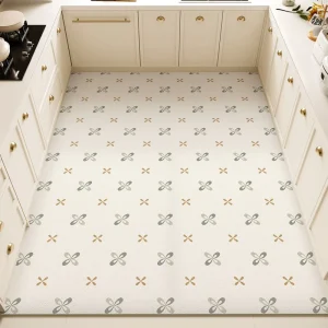 Waterproof Oil-proof PVC Kitchen Floor Mat Wipeable Faux Leather Rug Anti-slip Dirt-resistant Foot Pad for Kitchen Entryway