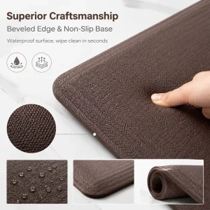 Waterproof PU Leather Anti-Fatigue Kitchen Mat Rubber Anti-Slip Cushioned Floor Mat