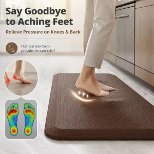 Waterproof PU Leather Thick Anti-Fatigue Cushioned Non-Slip Rubber-Backed Kitchen Floor Mat Eco-Friendly Stain-Resistant